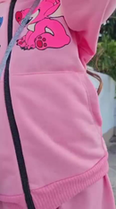 Conjunto Infantil Feminino de Inverno Stitch 2 Peças Casaco e Calça Confortável
