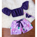 Short Dobrado com Blusa e Tiara (0 a 6 anos) Sucesso de vendas! Conjunto infantil menina