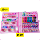 Maleta de Pintura infantil 150 peças unicórnio - Kit Escolar Menina para Desenho Grande Rosa Premium para Colorir Brinca