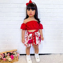 Short Dobrado com Blusa e Tiara (0 a 6 anos) Sucesso de vendas! Conjunto infantil menina