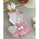 Conjunto Infantil Menina Regata Ribana e Short Saia Ana ruga Confortável e Estiloso