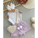 Conjunto Infantil Menina Regata Ribana e Short Saia Ana ruga Confortável e Estiloso