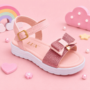 Sandália Rasteira Infantil Menina Laço Preto e Rosa 20 ao 36 Casual Confortável Carnaval Lux