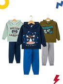Kit 4 Peças Conjunto Moletom Infantil Menino Masculino Inverno Com Capuz Outono