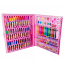Maleta de Pintura infantil 150 peças unicórnio - Kit Escolar Menina para Desenho Grande Rosa Premium para Colorir Brinca